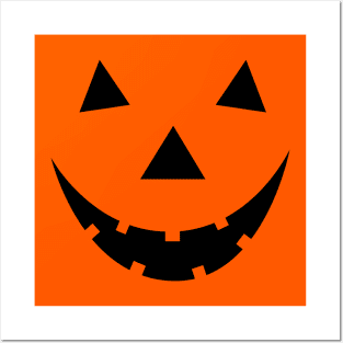 Black halloween pumpkin face Posters and Art